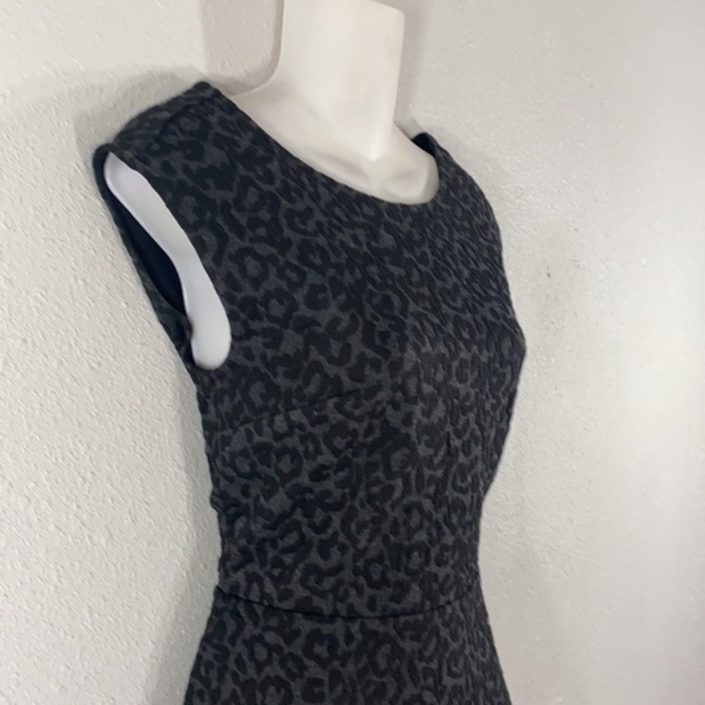 NWT Loft gray black leopard textured flare dress - Picture 10 of 14